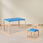 Qaba Kids Table & 2 Chair Set, Toddler Table & Chairs, Children Multi-Activity Furniture Set for Playing - Blue-Lightweight wooden design, easy to move around
