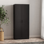 Manhattan Comfort Cornelia 29.61" Modern 4-Shelf Storage Closet - Black-Sleek vertical rectangular door panels with black metal handles