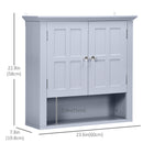 HOMCOM Bathroom Wall Cabinet with Adjustable Shelf and 2 Doors for Hallway, Living Room - Gray-Features a two-door cabinet and a bottom shelf for storing and displaying daily essential