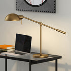 Hudson&Canal Dexter 23.25" Tall Boom Arm Table Lamp with Metal Shade - Brass/Brass-Includes a 6 ft. cord with rocker switch
