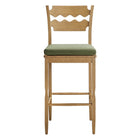 Modway Jax Oak Wood Bar Stool With Wavy Razor Back and Cushion - Weathered Oak Sage-Fully Assembled