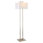 Hudson&Canal Adair 68" Tall Floor Lamp with Fabric Shade - Brushed Nickel/White-Paired with a white rectangle fabric shade