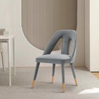 Manhattan Comfort Neda 20.87" Modern Velvet Upholstered Dining Chair - Grey-Frame Made of High Quality Elm Wood with Metal Brushed Gold Tips for Fashion and Durability