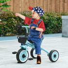 Qaba Kids Tricycle with Adjustable Seat and Basket - Blue-10" front and 8" rear EVA wheels 