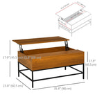 HOMCOM Lift Top Coffee Table with Hidden Storage Compartment - Teak-Spacious tabletop can display lots of decorations
