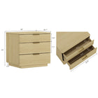 Manhattan Comfort Payton 26" Modern Nightstand - Natural Oak/Gold-Horizontal Glam Drawer Handles Made of Metal with a Choice of Black or Gold Finish