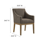 Modway Alton Fabric Upholstered Dining Armchair - Mocha Natural-Slub Weave Fabric Upholstery