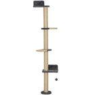PawHut Cat Wall Furniture with 4 Perch Platforms - Dark Grey-Features five platforms and a toy, offering endless fun and exercise 