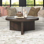 Hudson&Canal Holm 36"W Round Coffee Table - Alder Brown-Clean with a soft, dry cloth and no harsh chemicals or abrasive cleaning materials