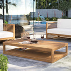 Modway Carlsbad Teak Wood Outdoor Patio Coffee Table - Natural-Plastic Foot Glides