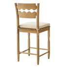 Modway Jax Oak Wood Counter Stool With Wavy Razor Back and Cushion - Weathered Oak Oatmeal Stripe-Sturdy Side Stretchers