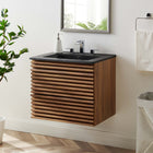 Modway Render 24" Wall-Mount Bathroom Vanity - Walnut/Black-Wall-Mount Design