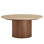 Modway Kioni Round Travertine Coffee Table - Walnut-31.5 Inch Round Coffee Table