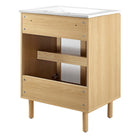 Modway Calla 24" Perforated Metal Bathroom Vanity - White/Oak-Particleboard Construction
