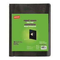 Staples 3-Tang Clear-Front Report Cover - Black - 10 Pack-Clear-front cover displays your entire title page
