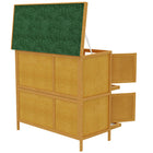 PawHut Wood Rabbit Hutch with 2 Large Rooms, Ramp and Trays - Yellow-Constructed with strong metal wire for visibility and security 