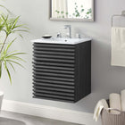 Modway Render 18" Wall-Mount Bathroom Vanity - Charcoal/White-Walnut Grain Vanity