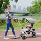 Aosom 6-in-1 Toddler Tricycle with Rotatable Seat - Grey-5-level adjustable canopy, adjustable push handle, seat angle, seat position 