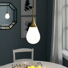 Hudson&Canal Ambrose 7.63" Wide Pendant with Glass Shade - Brass/White Milk-Includes an adjustable 6 ft. cord, compatible with existing dimmer switches, bulbs not included