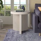 Hudson&Canal Holm 22"W Round Side Table - Alder White-Finished in wood-look alder white