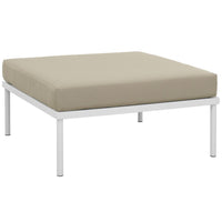 Modway Harmony Outdoor Patio Aluminum Ottoman - White/Beige-All-Weather Canvas Fabric