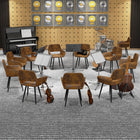 Homy Casa Office Visitor Chairs - Suede Brown Fabric - 2 Pack-Solid wood-like legs with a light finish add mid-century charm.