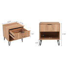 Manhattan Comfort DUMBO 20.07" Modern 1-Drawer Nightstand - Golden Brown-Horizontal Glam Drawer Handles Made of Metal with a Gold Finish