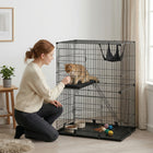 PawHut 2-Tier Cat Cage Indoor with Hammock - Cushions for 1-2 Kittens-Cosy hammock and soft mats keep cats relaxed and happy
