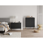 Manhattan Comfort DUMBO Modern Dresser Set and 5-Drawer Tall Dresser Set - Black-Includes 8 Full Extension Drawers Designed in Vertical Textured Ribbed Lines.