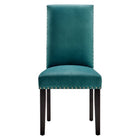 Modway Parcel Performance Velvet Dining Side Chairs - Teal - 2 Pack-Chair Weight Capacity: 285 lbs.