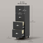 HOMCOM 4-Drawer Lateral Letter/A4 Filing Cabinet with Lock - Black-Anti-tipping design enhances safety and stability
