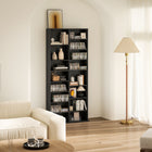 HOMCOM Double Media Cabinet, 9-Tier DVD Shelf with 18 Compartments - Black-Material: Particleboard
