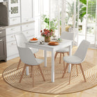 HOMCOM Modern Dining Chairs with PU Leather Cushion & Wood Frame - White - Set of 4-Thick foam padded seat and cool faux leather covering for added comfort