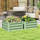 Outsunny Raised Garden Bed with Galvanized Steel Frame - 23.5" L x 23.5" W x 12" H - Light Green - 2 Pack-Open bottom design makes it great for long rooted plants 