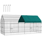 PawHut 87" Small Animal Cage with Roof - Green-Not only indoor use but also allows outdoor use 