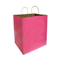 Reliabag Paper Bags - Twist Handles - 14" W x 10" D x 15.75" H - Pink - 150 Pack-Made by the premium pink kraft paper with the re-enforced flat bottom