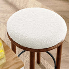 Modway Fable Boucle Fabric Counter Stools - Walnut Ivory - Set of 2-Wood Frame