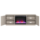 Hudson&Canal Hanson TV Stand with 26" Crystal Fireplace for TV's up to 75" - Alder White-The top has a weight capacity of 75lbs, lower shelves can hold 25lbs each