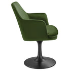 Modway Lippa Swivel Dining Performance Velvet Armchair - Black Moss Green-Plastic Rubber Ring for Floor Protection