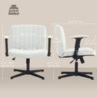 HOMCOM Criss Cross Wide Office Chair with Arms - No Wheels - Beige-Swivel seat for mobility