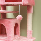 PawHut 54" Cat Tree Tower with Scratching Posts and Condos - Pink-Toy ball for playful stimulation 