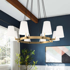 Modway Surround 8-Light Chandelier - White/Satin Brass-Height-Adjustable Cables
