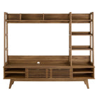 Modway Render TV Stand Entertainment Center - Walnut-Slatted Sliding Doors