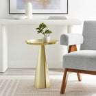 Modway Maren Round Side Table - Brass-Conical Pedestal Base