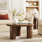 Modway Mavina Round Mango Wood Coffee Table - Walnut-3-Leg Design