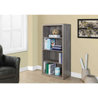 Monarch Specialties 7060 48"H Bookcase - Dark Taupe With Adjustable Shelves-Open concept storage shelves