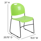 Flash Furniture HERCULES Series Green Ultra-Compact Stack Chair with Black Powder Coated Frame-Ships Fully Assembled
