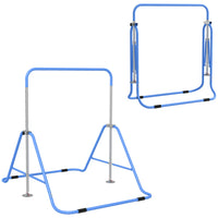 Qaba Kids Folding Expandable Horizontal Kip Gymnastics Bar - Blue-Shock absorption, non-slip feet, and high stability 