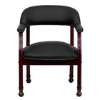 Flash Furniture Top Grain Leather Conference Chair with Accent Nail Trim & Casters - Black-Captain's Chair