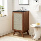Modway Soma 18" Bathroom Vanity - Walnut/Black-Metal Doorknob